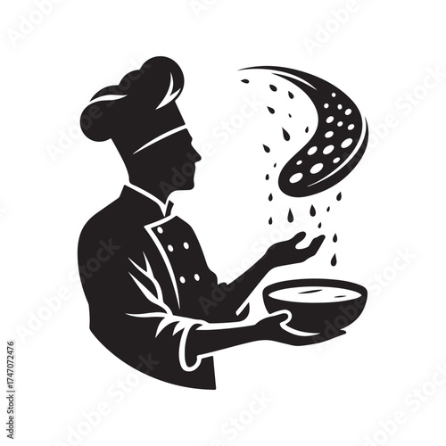 chef tossing pizza dough vector silhouette clip art logo design illustration