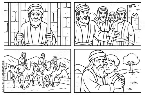Simeon's journey from imprisonment to reunion scene for storytelling and education