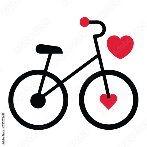 Black bicycle with red heart accents bike cycling