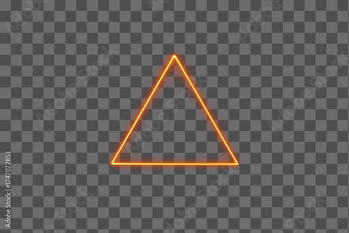 Fiery glowing neon triangle with bright orange light shape design isolated transparent background PNG