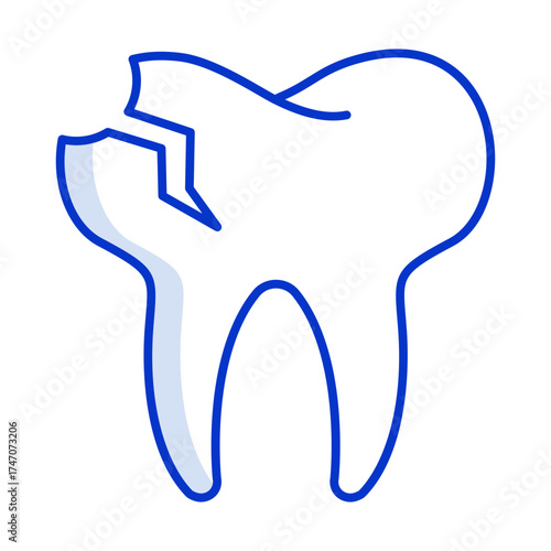 broken tooth outline color icon design