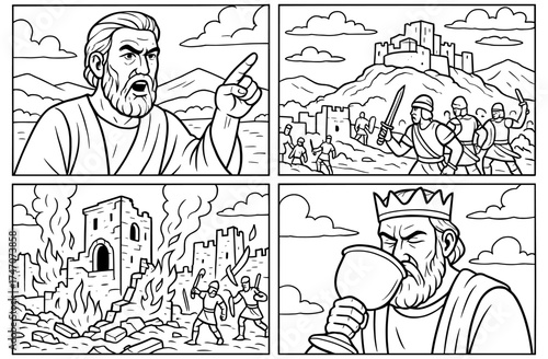 Historical conflict and conquest: edom's wrathful cup storyboard art for graphic novel design