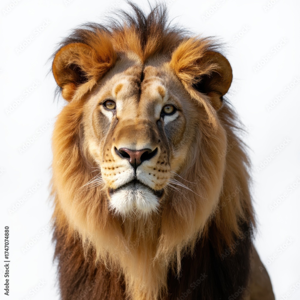Fototapeta premium A lion with a long mane and a large nose
