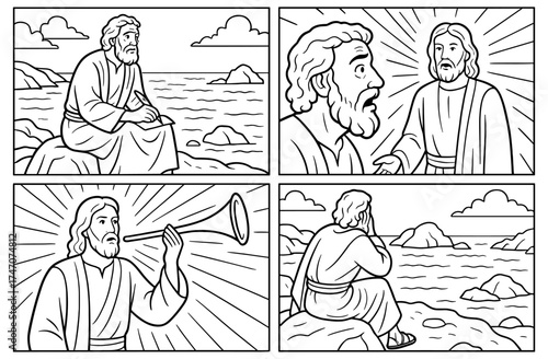 John's vision on patmos: biblical scenes for religious reflection and design