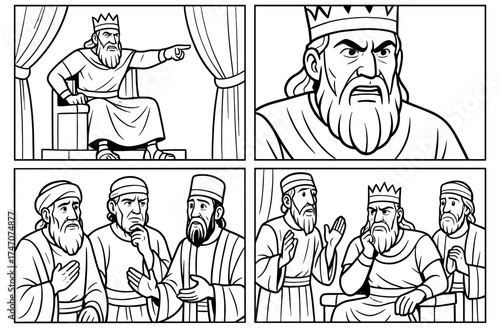 Nebuchadnezzar's mysterious dream depicted in ancient narrative art for educational and historical insights