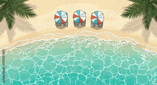 Dreaming of a sunny beach getaway with turquoise waters and palm trees swaying in the breeze, perfect for summer vacation vibes