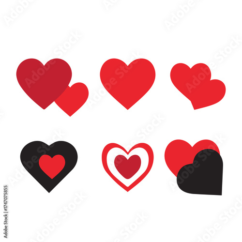 Love icon set, love heart, heart love icon set