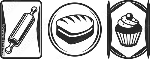 bakery and dessert icons bread cake cupcake ro