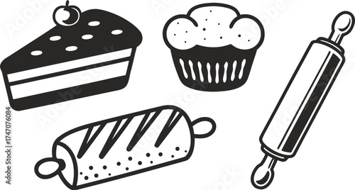bakery logo icons cake silhouette cupcake bread
