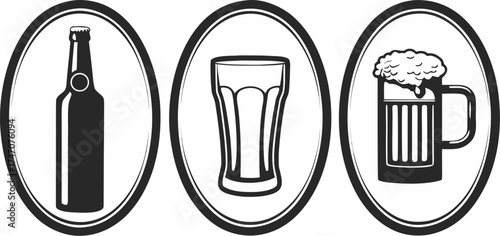 beer and bar vector icons mug bottle foam soli