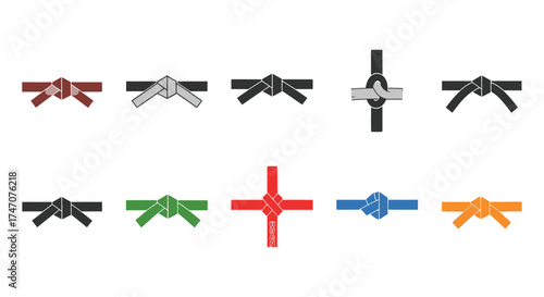 Collection of Martial Arts Belts in Various Colors and Styles.