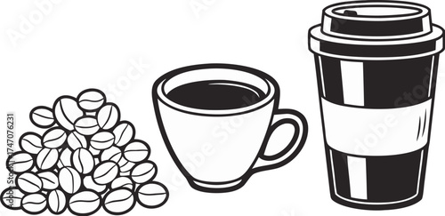 coffee shop vector icons cup mug coffee beans