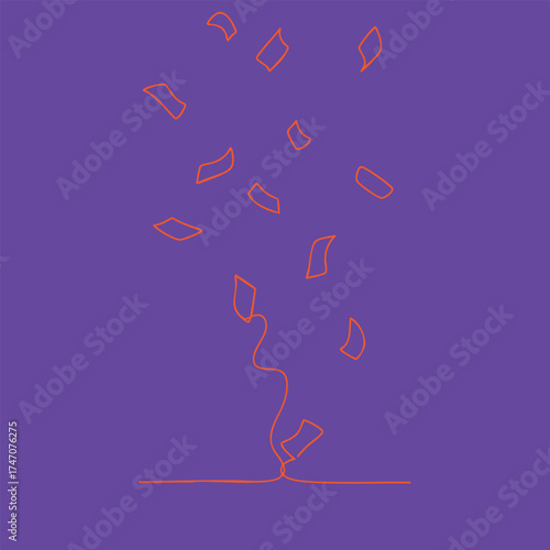 Colorful Confetti Falling from a Streamer Against a Vibrant Purple for Celebration or Festive Events