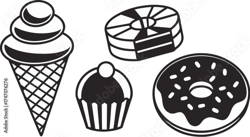 dessert and sweets vector icons ice cream candy