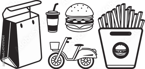 food delivery icons delivery bike package onlin
