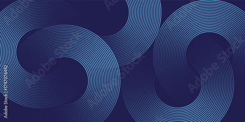 Abstract blue background with blue glowing diagonal geometric lines. Modern shiny blue rounded rectangle lines pattern. Minimalist graphic design. Futuristic technology concept