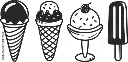 ice cream shop vector icons cone sundae popsicl