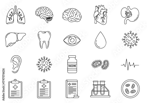 Healthcare Elements – Monoline Outline Style