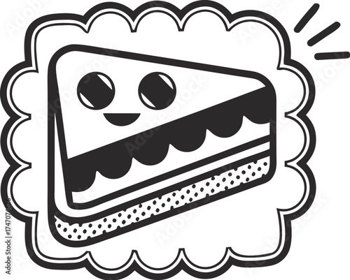 vector icon of cake slice simple curves bold ou