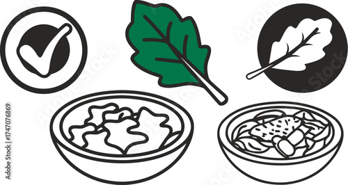 vegetarian restaurant vector icons green leaf sa