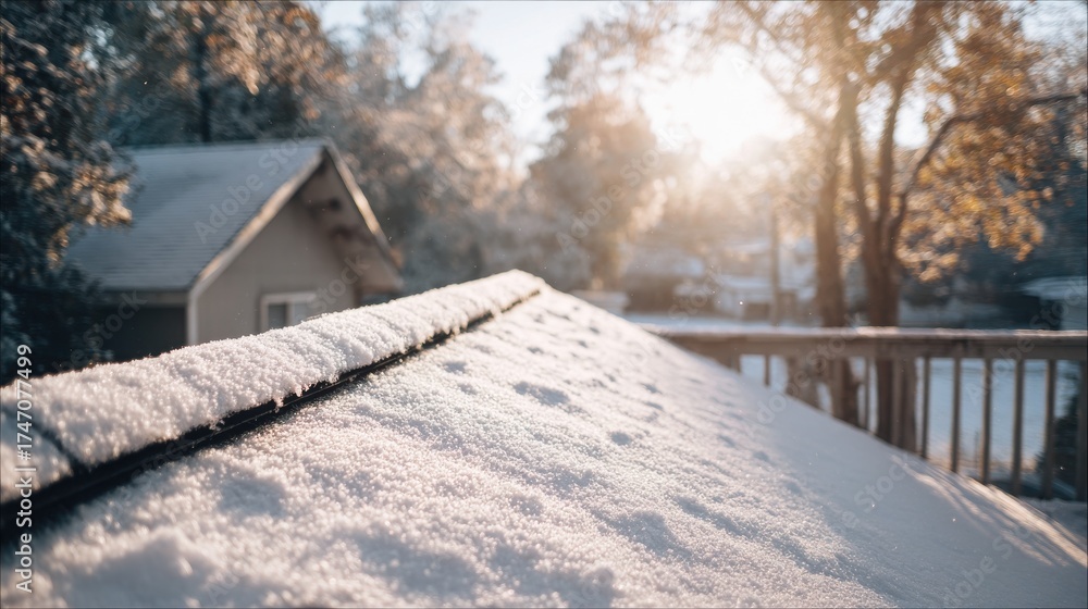 custom made wallpaper toronto digitalStunning photo of snow covered roof on a sunny winter day with trees in the background.