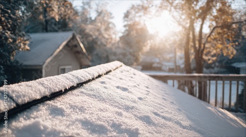 Wallpaper Mural Stunning photo of snow covered roof on a sunny winter day with trees in the background. Torontodigital.ca