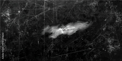Abstract Grunge Texture Scratch Dust Smoke Dark Vintage Background Black Art.