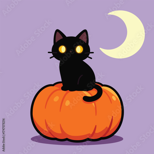 Black cat with glowi