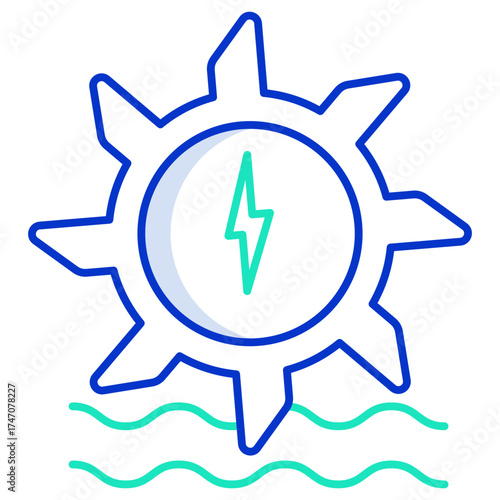 hydro power  outline color icon design