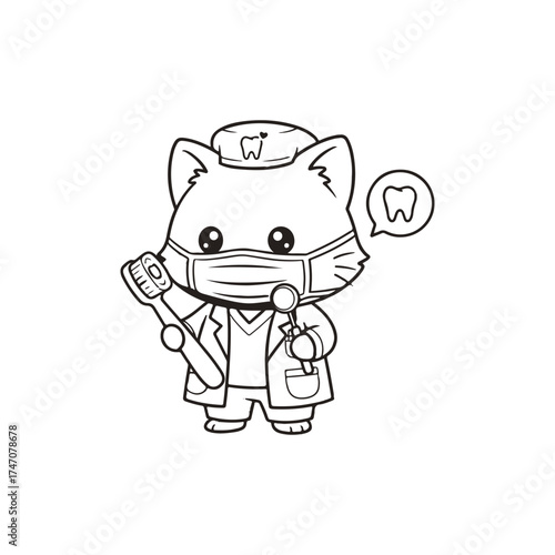 Cute animal coloring book for cat vector illustration on white background 