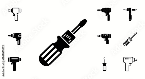 Detailed illustration of a screwdriver, a common tool for various tasks.