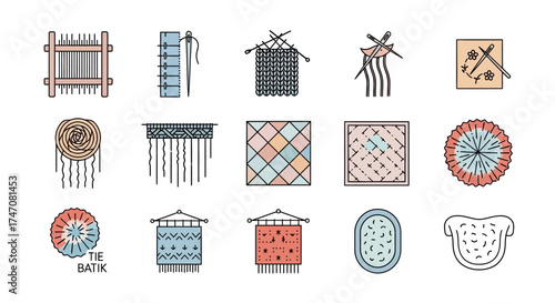 Handicraft and Textile Art Icons Collection.