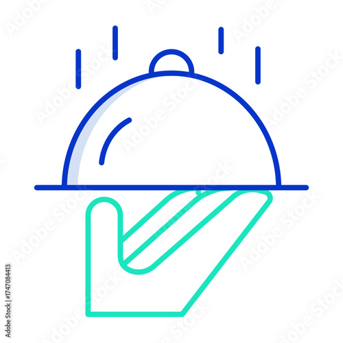 servant food service outline color icon design