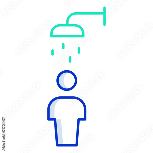 shower man outline color icon design
