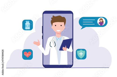 Telemedicine consultation. Doctor and patient connecting online for healthcare