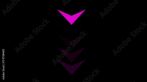 Downward swipe directional purple arrow loop animation. arrows sign up to down animation concept