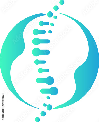 Chiropractic spine logo minimalist vector design for medical and healthcare business isolated on transparent background