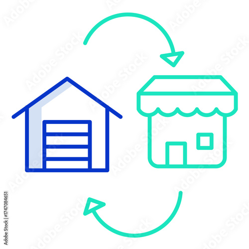shot to godown outline color icon design