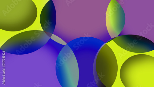 Colorful Abstract Geometric Circles on Purple Background