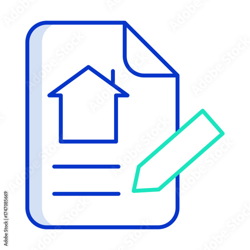 edit contract house outline color icon design