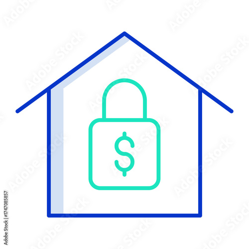 slod hous lock outline color icon design