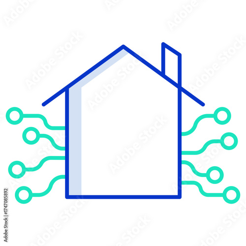 home technology outline color icon design