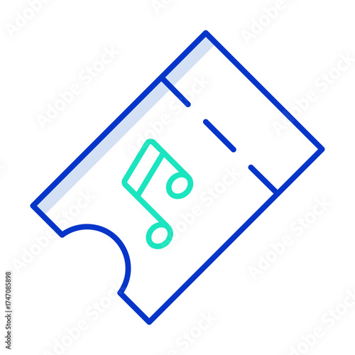 music ticket outline color icon design