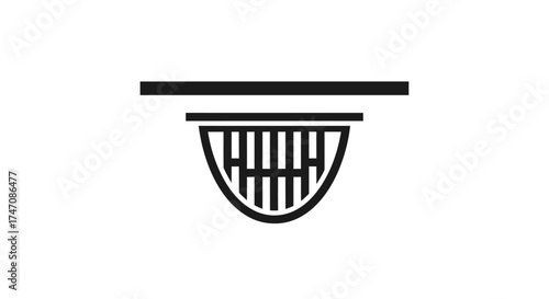 Simple black dome security camera icon vector illustration.