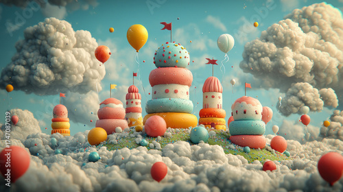 Fantasy art with clouds, fairy tale. AI generative