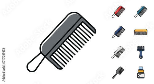 Vector icon set of barber and salon equipment.