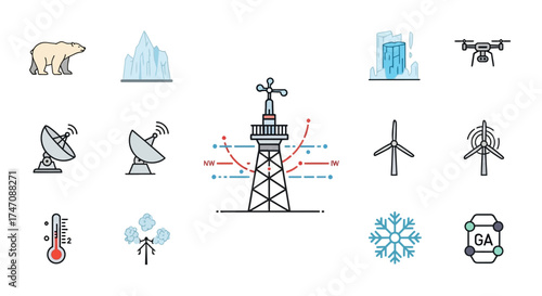 Weather Station Tower Monitoring Climate Change and Environmental Data.