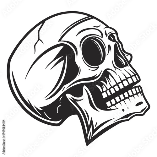 Black skull silhouette vector graphic hollow eyes
