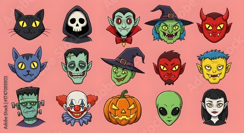 Halloween Character Faces Collection