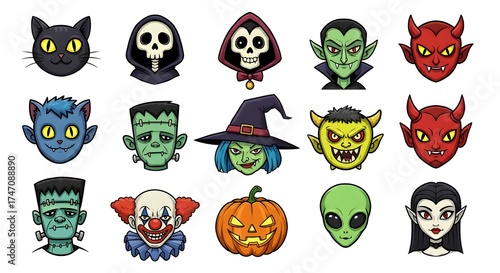 set of halloween monsters